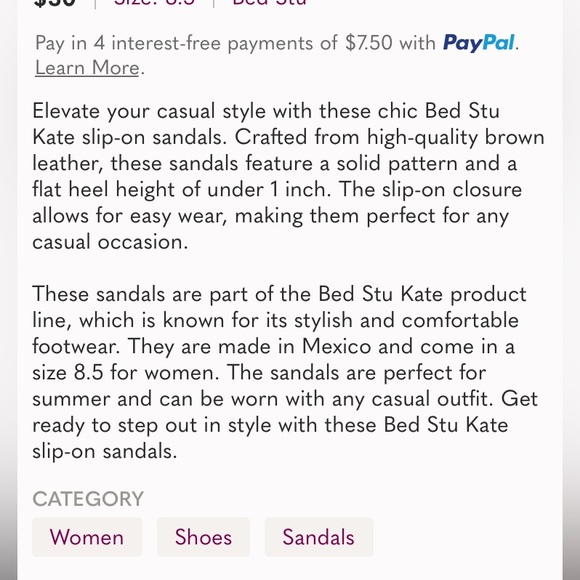 Bed Stu Kate Womens Sz 8.5 Brown Leather Slip On Slides Sandals Shoes - Picture 5 of 5